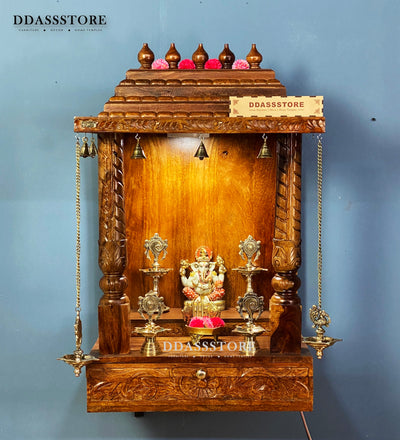 South Indian Style Solid Sheesham Wood Pooja Mandapam
