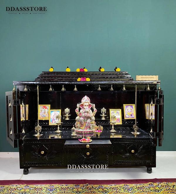 South Indian Style Solid Sheesham Wood Pooja Mandapam