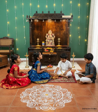 South Indian Style Solid Sheesham Wood Pooja Mandapam | DDASSMANDAP130 - D'DASS Store