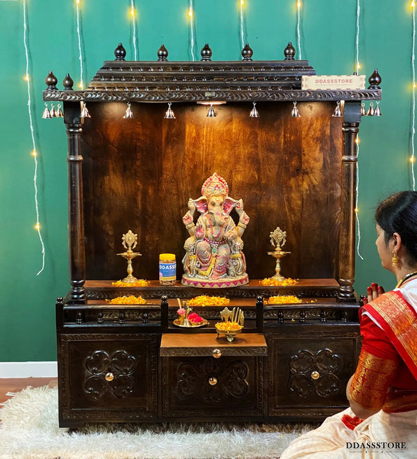 South Indian Style Solid Sheesham Wood Pooja Mandapam