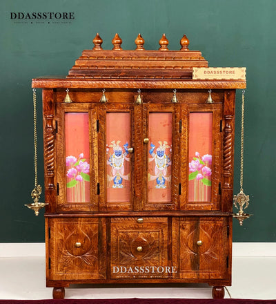 South Indian Style Solid Sheesham Wood Pooja Mandapam