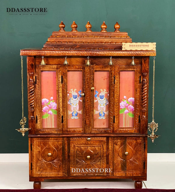 South Indian Style Solid Sheesham Wood Pooja Mandapam