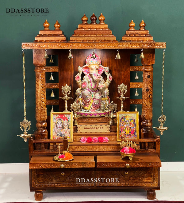 South Indian Style Solid Sheesham Wood Pooja Mandapam