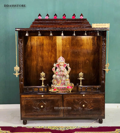 South Indian Style Solid Sheesham Wood Pooja Mandapam