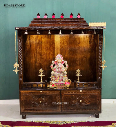 South Indian Style Solid Sheesham Wood Pooja Mandapam