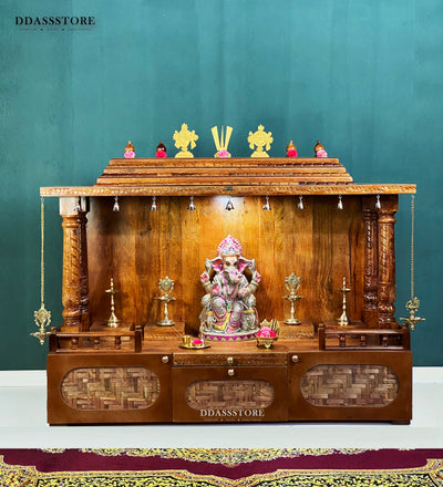 South Indian Style Solid Sheesham Wood Pooja Mandapam