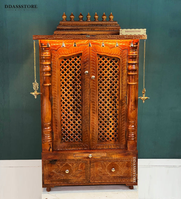 South Indian Style Solid Sheesham Wood Pooja Mandapam