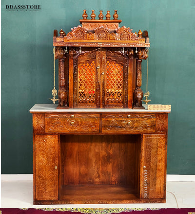 South Indian Style Solid Sheesham Wood Pooja Mandapam