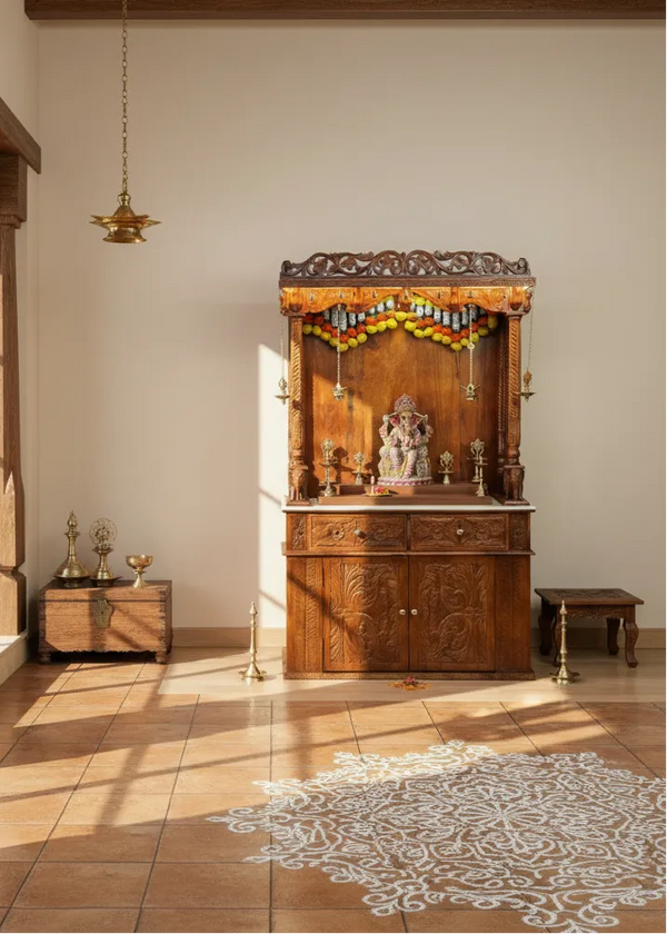 South Indian Style Solid Sheesham Wood Pooja Mandapam | Pooja Altar - DDASSMandap-164