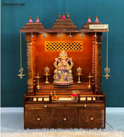 South Indian Style Solid Sheesham Wood Pooja Mandapam