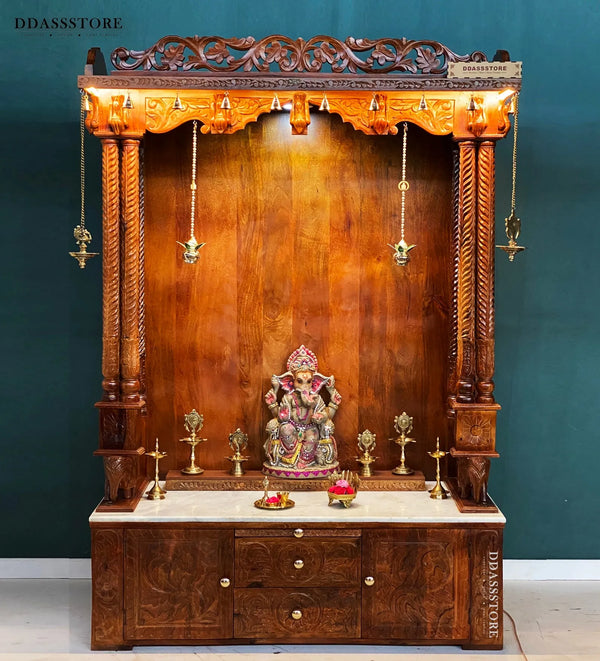 South Indian Style Solid Sheesham Wood Pooja Mandapam