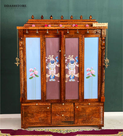 South Indian Style Solid Sheesham Wood Pooja Mandapam ShriNath ji Haveli