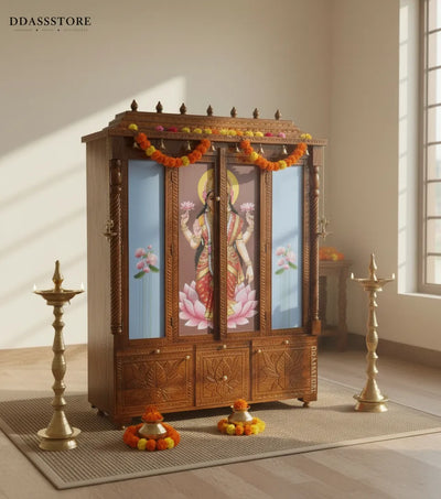 South Indian Style Solid Sheesham Wood Pooja Mandapam ShriNath ji Haveli| DDASSMANDAP159 - D'DASS Store