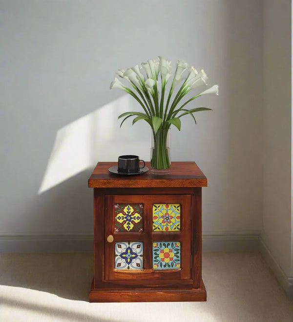 Teak Forge Wood Bedside Table