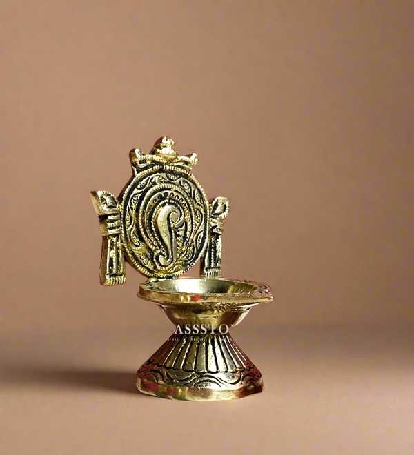 Traditional Brass Balaji Shankh Chakra Diya for Home Temple | DDASSBR06 - D'DASS Store