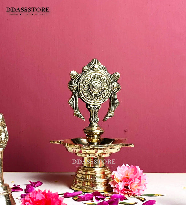 Traditional Brass Balaji Shankh Chakra Diya for Home Temple | DDASSBR09