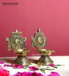 Traditional Brass Balaji Shankh Chakra Diya for Home Temple (Pair of 2)