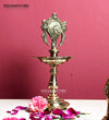 Traditional Brass Vishnu Shankh Chakra Standing Diya Lamp