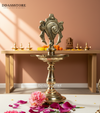 Traditional Brass Vishnu Shankh Chakra Standing Diya Lamp | DDASSBR13