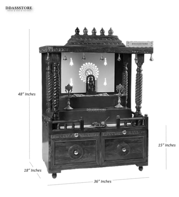 South Indian Style Solid Sheesham Wood Pooja Mandapam | DDASSMANDAP111 - D'DASS Store