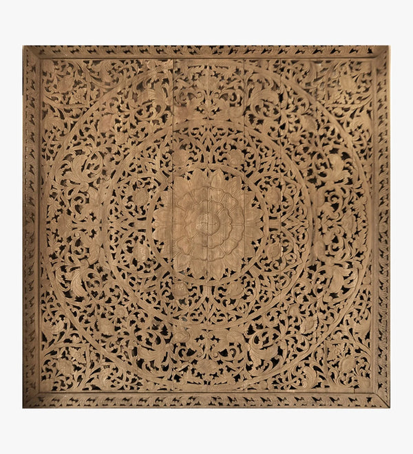 Mewar Majesty Large Grand Carved Wooden Wall Art or Ceiling Panel with Frame - D'DASS Store