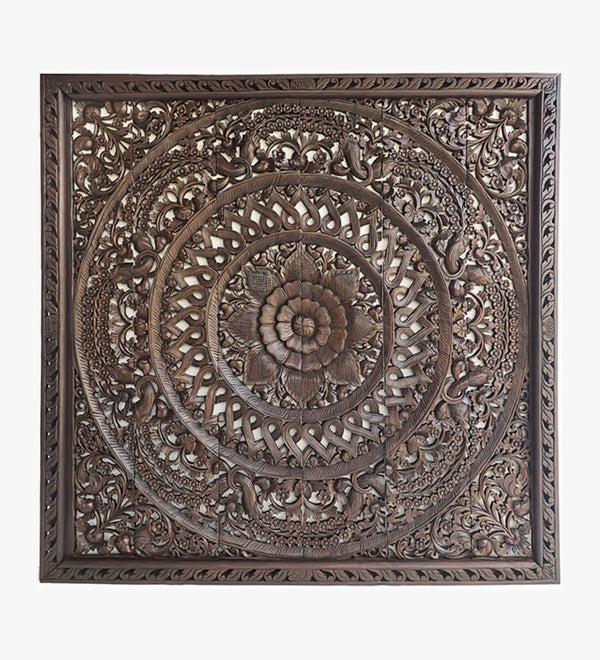 Rajsi Rivaayat Hand Carved Mandala Panels in Wood with Frame - D'DASS Store