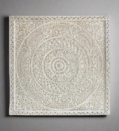 Ocean MistCoastal White King Size Bed Headboard with Frame - D'DASS Store