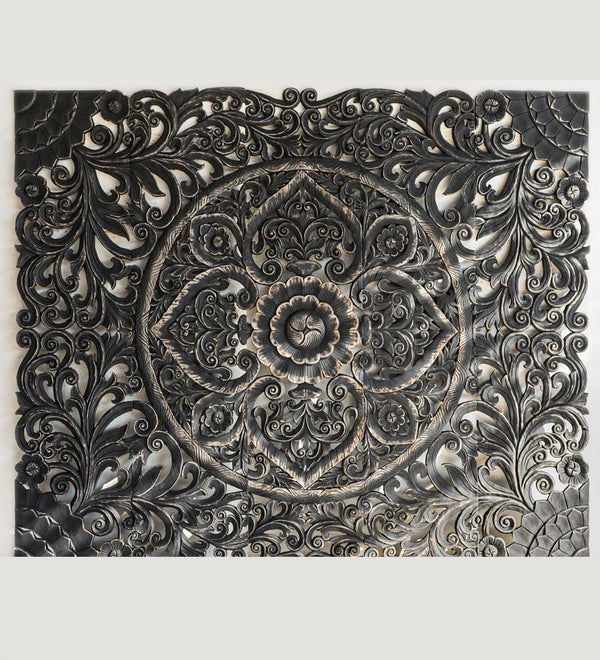 Grand Ranch Carved Panel Texas King Headboard with Frame - D'DASS Store