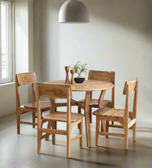 UrbanNest Bistro Wood 4 Seater In Natural Finish Dining Set
