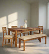 Vintage Teak Banquet  Wood 6 Seater Dining Set