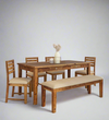 Vintage Teak Banquet Wood 6 Seater Dining Set With Bench
