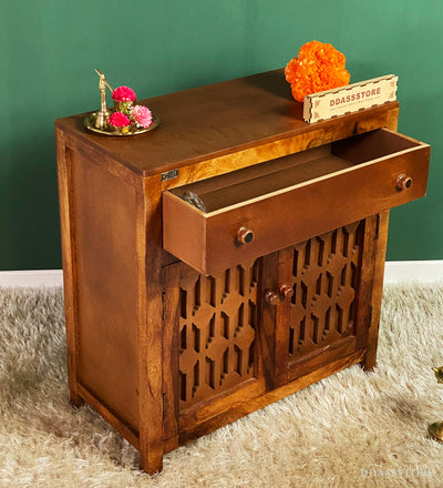 Wooden Puja Temple Cabinet for Home | WT2425Cabinet_Honey