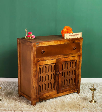 Wooden Puja Temple Cabinet for Home | WT2425Cabinet_Honey