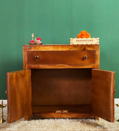 Wooden Puja Temple Cabinet for Home | WT2425Cabinet_Honey - D'DASS Store