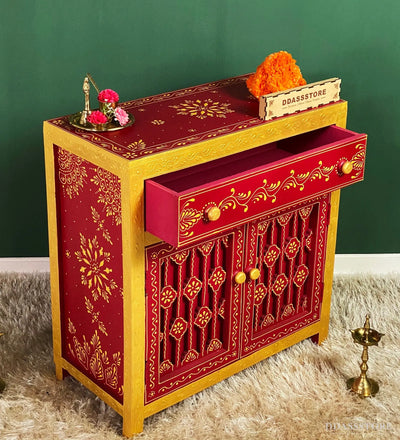 Wooden Puja Temple Cabinet for Home | WT2425Cabinet_Multi - D'DASS Store