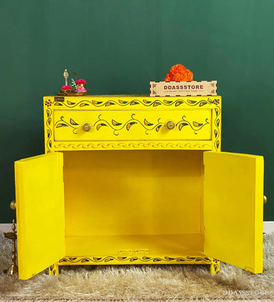 Wooden Puja Temple Cabinet for Home | WT2425Cabinet_YG - D'DASS Store