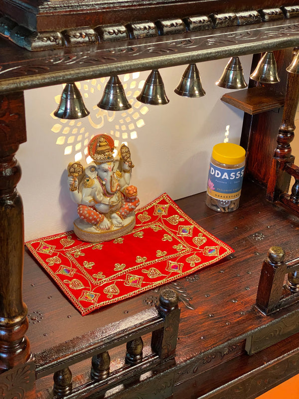 Big Sheesham &amp; MDF Copper Wooden Pooja Temple for Home | DDASSWT3211C - D'DASS Store