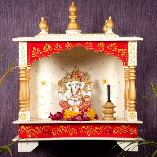 Wall Hanging Puja Temple Sheesham and MDF Wooden For Home