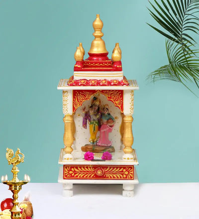 Wall Hanging Sheesham MDF Wooden Pooja Temple Puja Mandap for Office