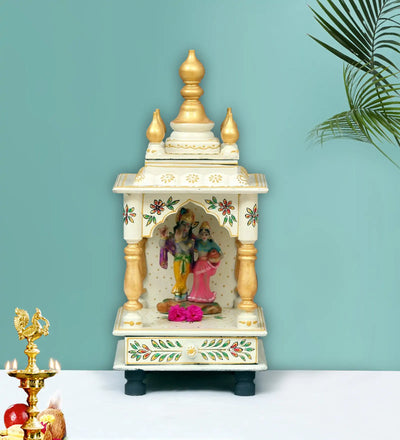 Wall Hanging Sheesham MDF Wooden Pooja Temple Puja Mandap for Office