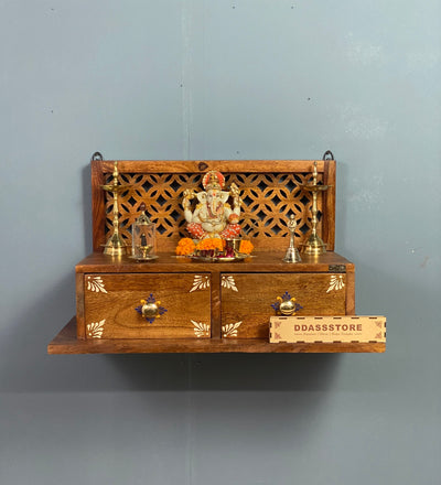 | Wall Hanging Solid Sheesham Wooden Home Temple Puja Chowki | Ganesh Chaturthi