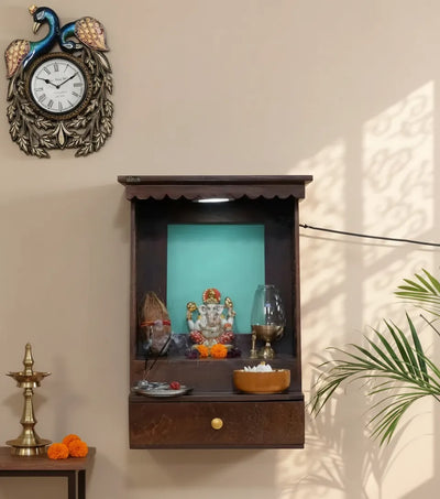 Wall Hanging Solid Sheesham Wooden Home Temple Puja Chowki | Ganesh Chaturthi Puja | DDASSWTSolid-221 - D'DASS Store