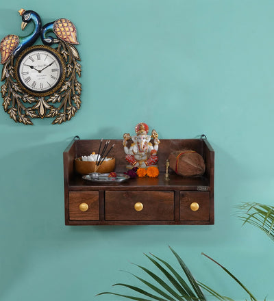 Wall Hanging Solid Sheesham Wooden Home Temple Puja Chowki | Ganesh Chaturthi Puja