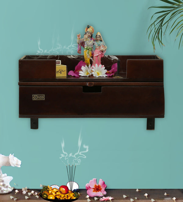 Wall Hanging Wooden Pooja Chowki For Home &amp; Office