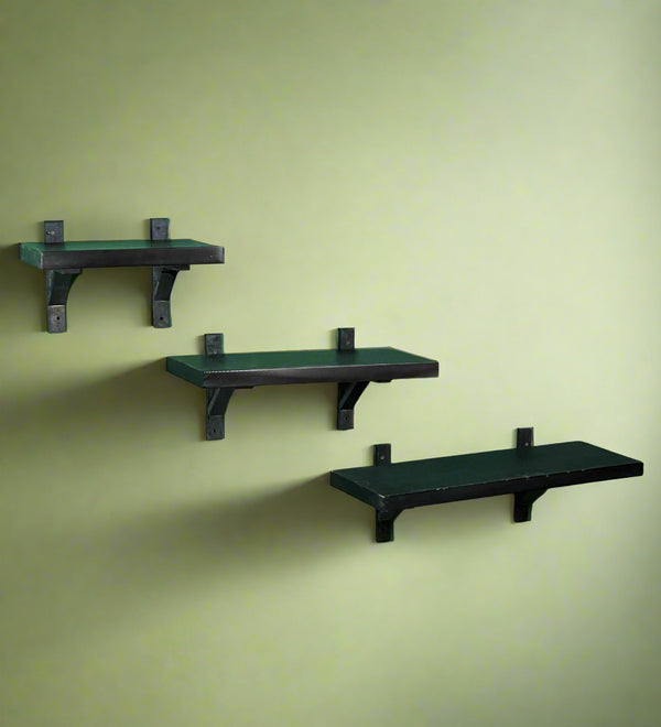 Walnut Finish Wooden Wall Shelf (Set Of 3) 