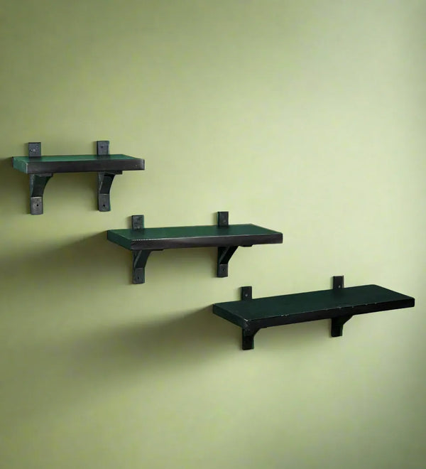 Walnut Finish Wooden Wall Shelf (Set Of 3) 