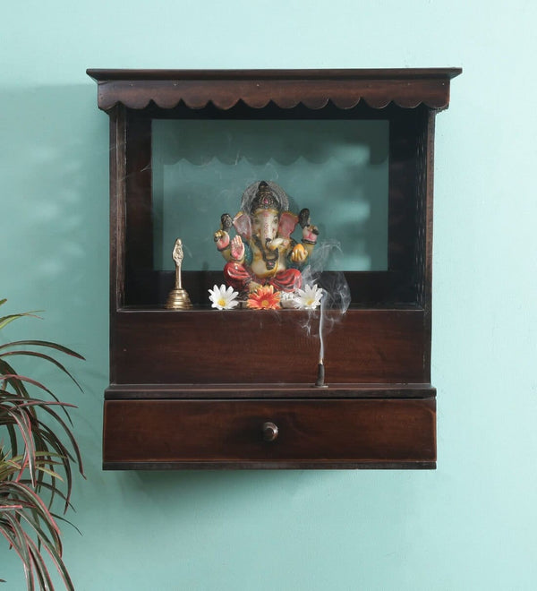 Walnut Sheesham MDF Wood Pooja Mandir For Home & Office