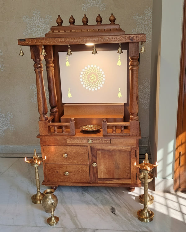 Shri Swaminarayan Solid Sheesham Wood Pooja Mandir | DDASSWTSOLID44 - D'DASS Store