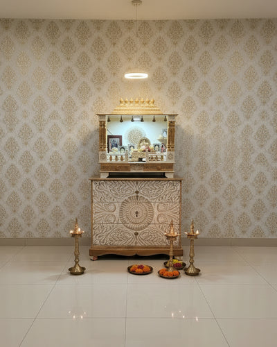 Big Sheesham MDF White Wooden Pooja Temple for Home | DDASSWT3211BG - D'DASS Store