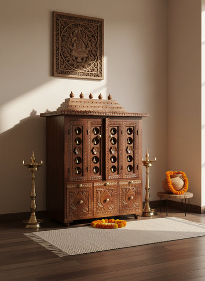 South Indian Style Solid Sheesham Wood Pooja Mandapam | DDASSMANDAP103 - D'DASS Store